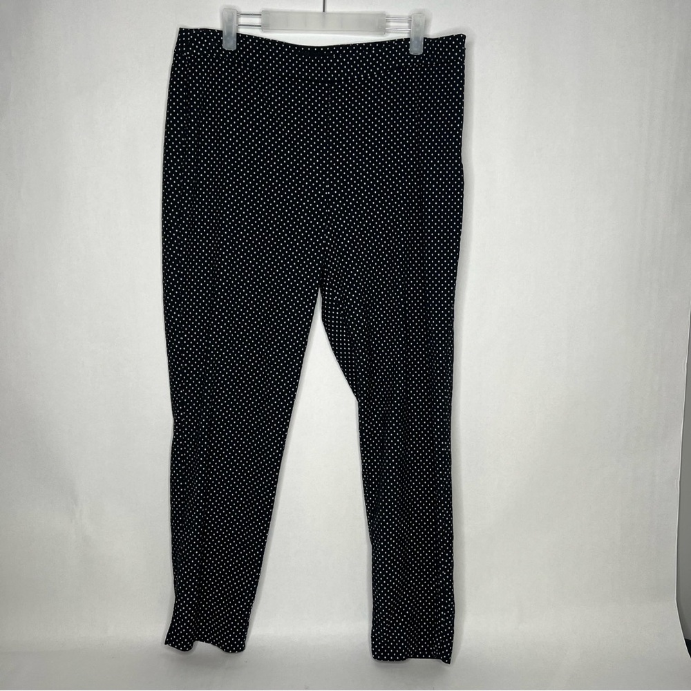 Talbots Womens Chatham Ankle Pants 12 Black‎ White Dot Stretch Career Classic